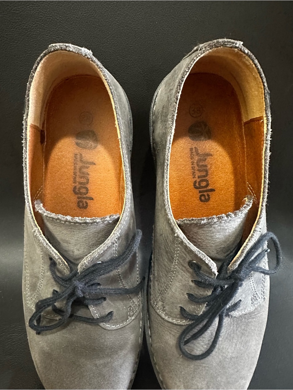Jungla Gray Leather Lace-Up Oxford Block Heel Shoes Women’s Size 7.5 / EU 38 - Picture 6 of 10